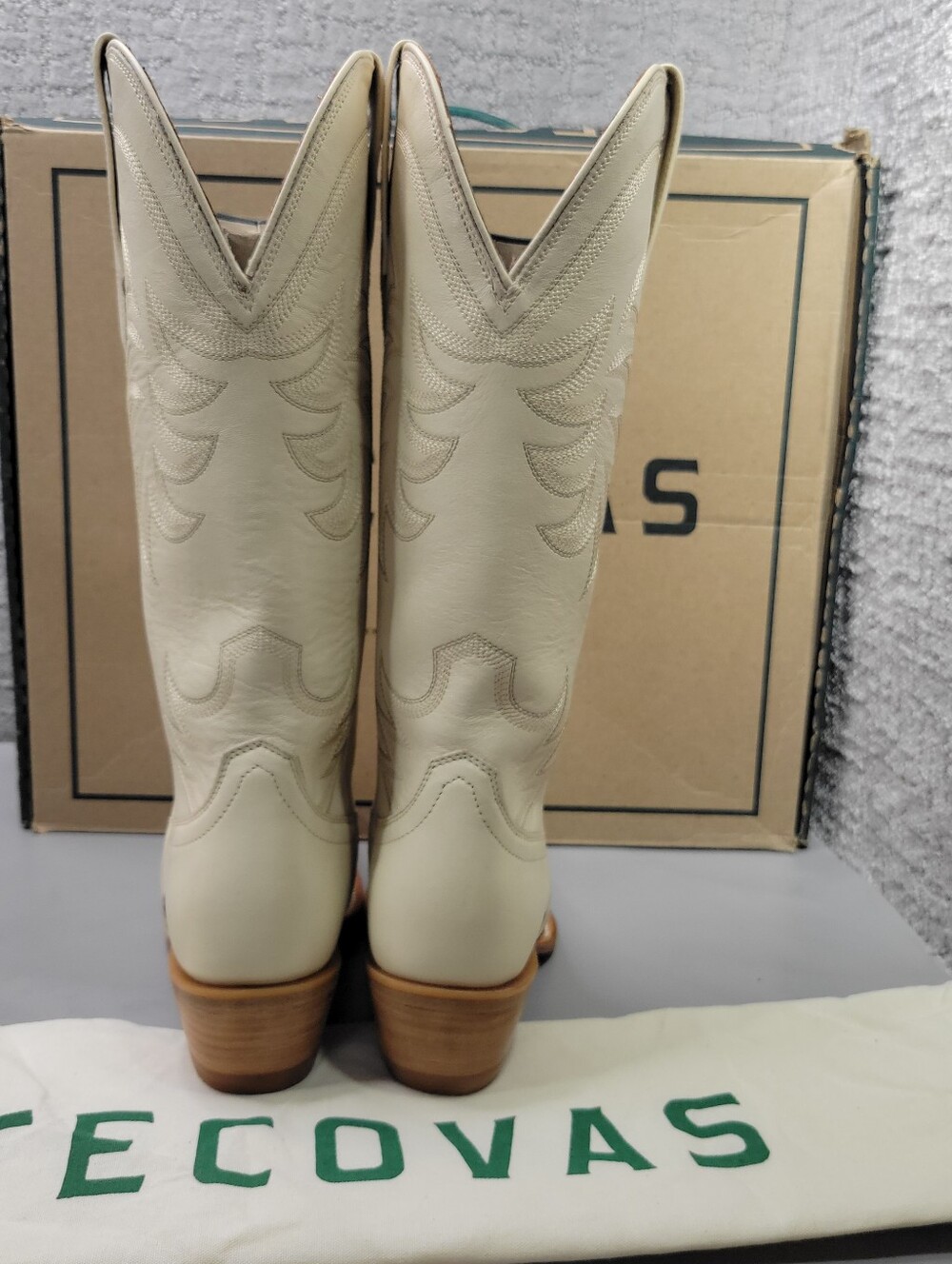 Tecovas The Annie Women's Size US 7B Bone Cowhide Leather Cowgirl 14" Boots - Picture 3 of 13